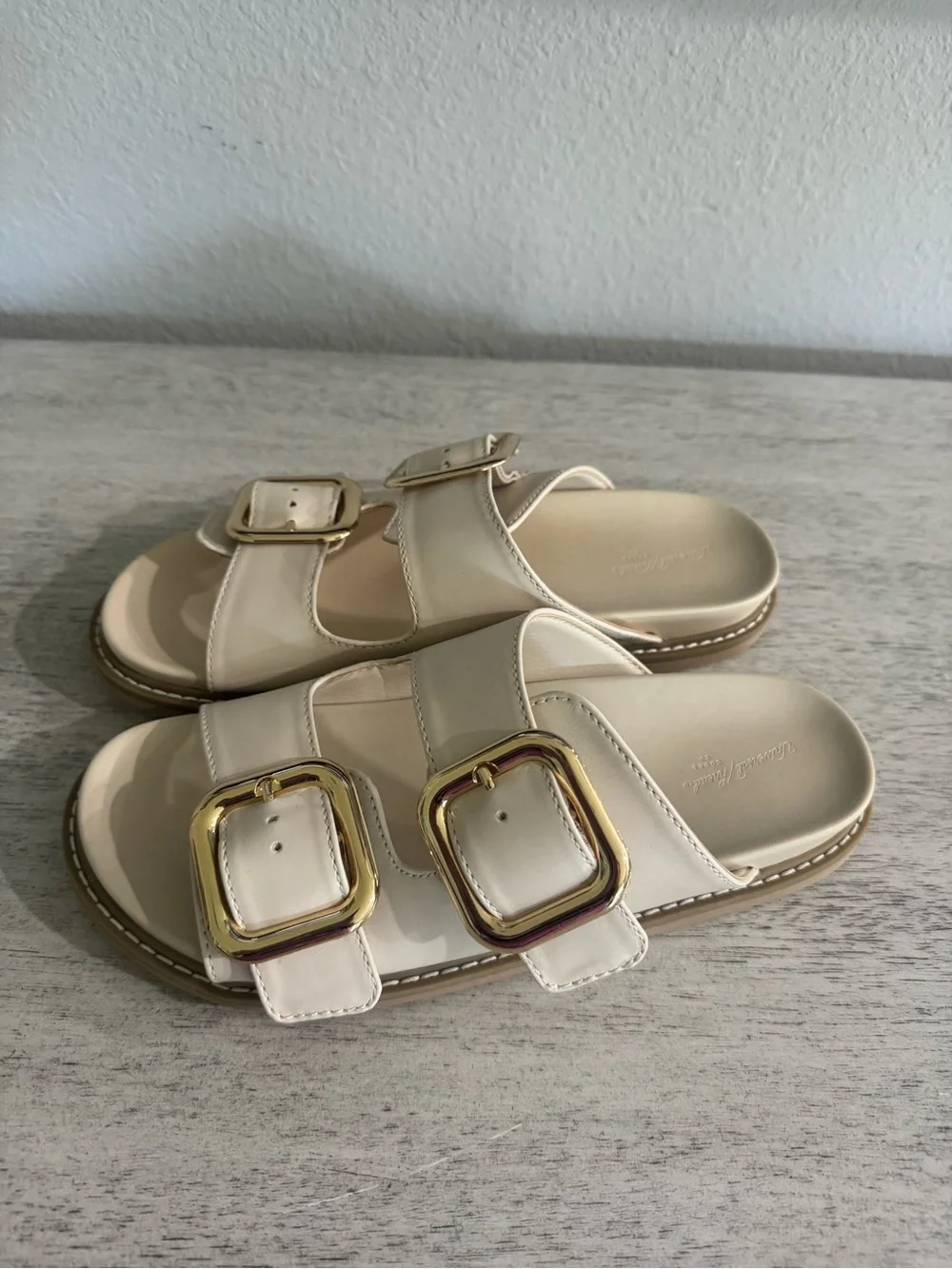 Women's Collin Bone Double Buckle Footbed Sandals - Universal Thread